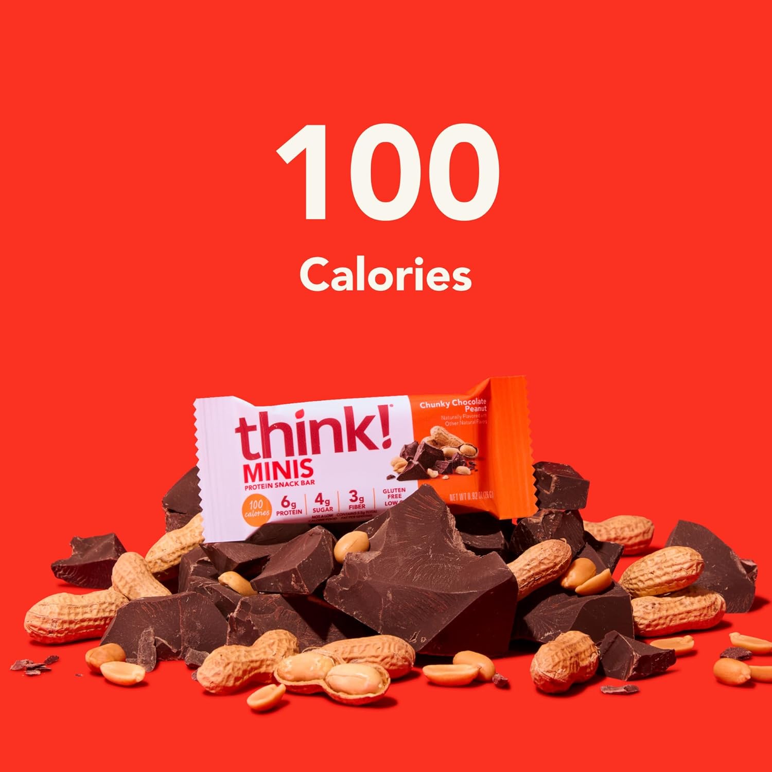 think! MINIS Protein Snack Bars, Gluten Free, Chunky Chocolate Peanut, 15 Count : Everything Else