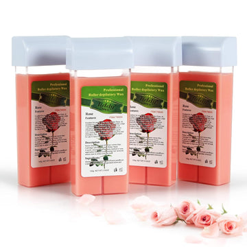 Rose Roll On Hair Removal Wax Refill Cartridges For Sensitive Skin, Rolling Waxing Kit For Women'S Body, Legs, Arms At Home - 4 Pack (14.1 Oz)