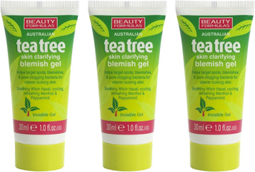 Australian Tea Tree Skin Clarifying Blemish Gel - 30Ml (3 Pack) - Fast-Acting Acne Control Treatment For Clear Skin - Natural Anti-Blemish Cleanser With Tea Tree Oil