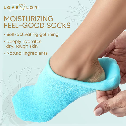 Premium Quality Moisturizing Socks - Silicone Socks For Dry Feet Treatment (Up To Size 8.5) Gifts For Women, Gel Socks