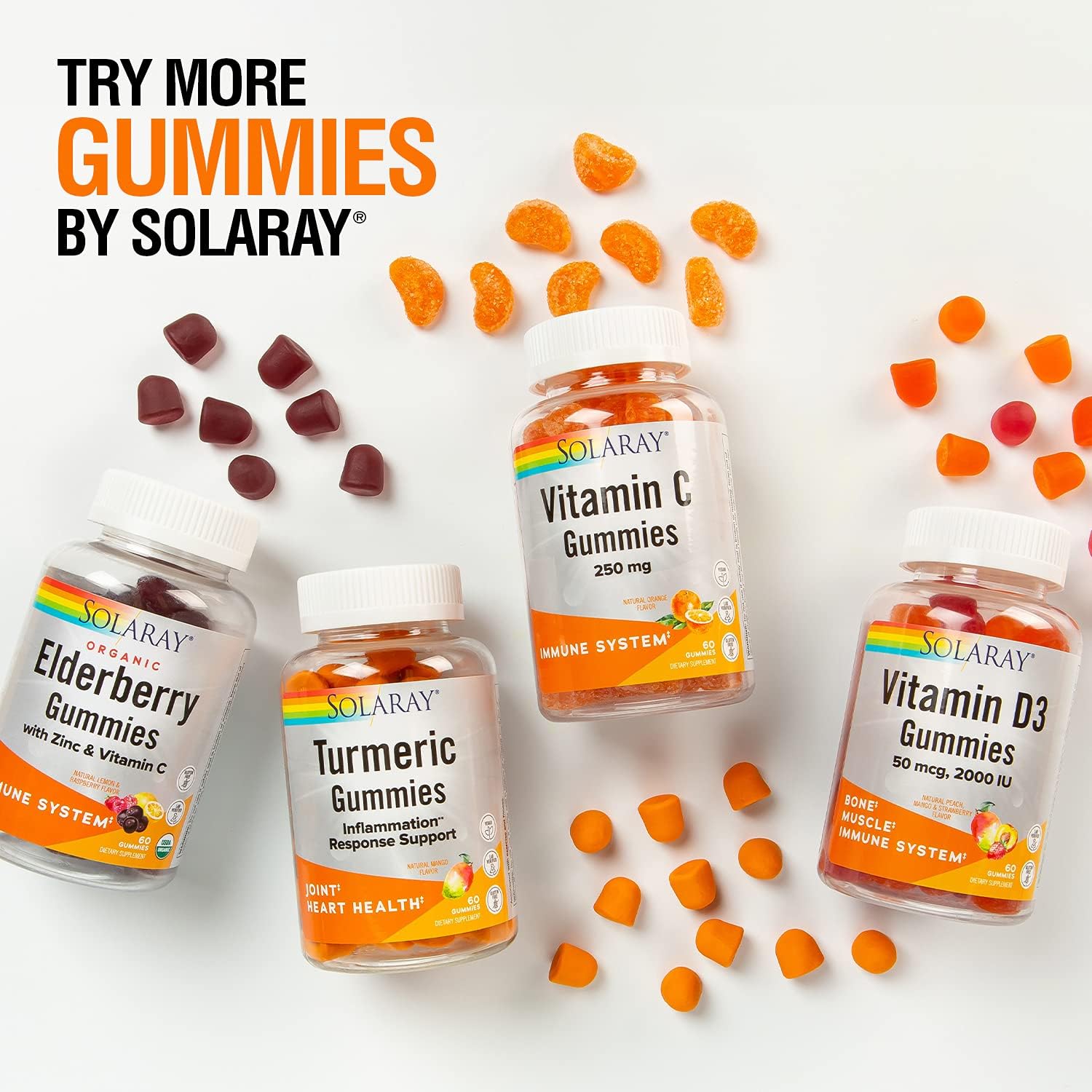 Solaray Vitamin D3 Gummies 50 Mcg, 2000 Iu | Healthy Bone, Muscle & Immune System Support | Gluten Free | 30 Serv, 60 Ct