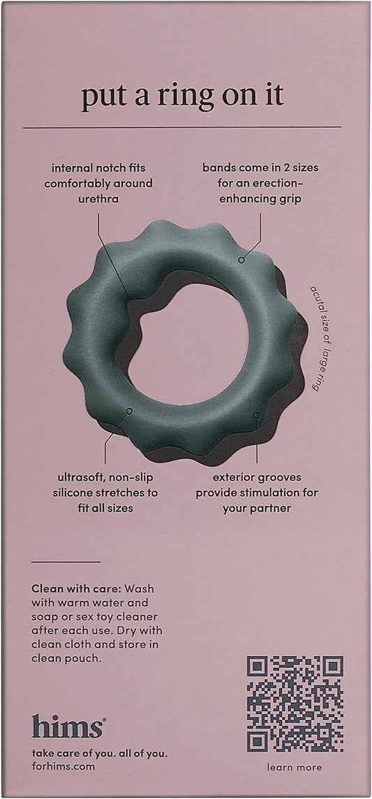 HIMS Standing O Penis Rings - for Bigger, Harder Pleasure - Skin-Safe Silicone Pleasure Rings - Stimulation for You & Your Partner - Mens Sex Toys for Stronger Erection - Penis Ring Set of 2