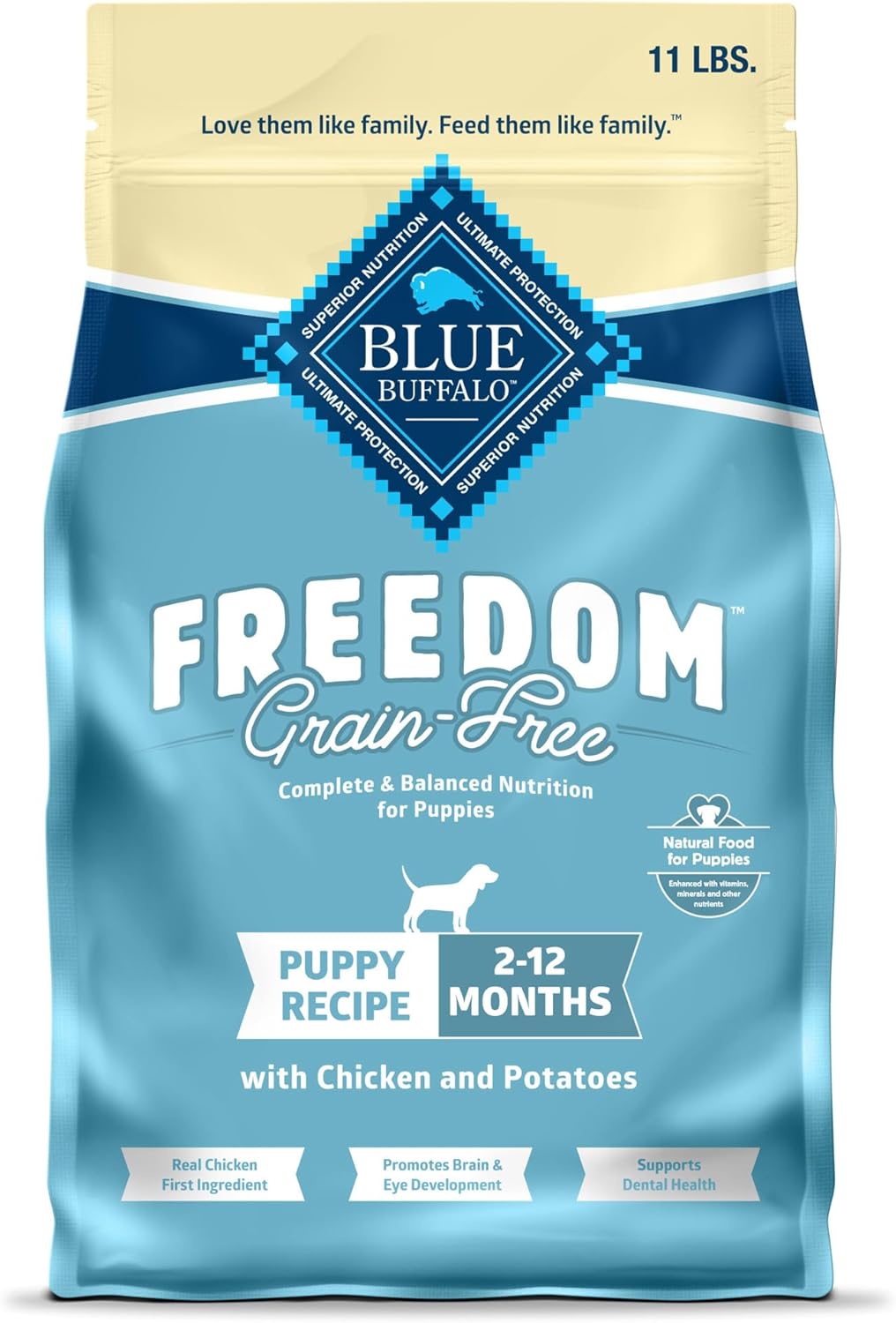 Blue Buffalo Freedom Grain-Free Puppy Dry Dog Food With Dha, Complete & Balanced Nutrition For Puppies, Made In The Usa, Chicken & Potatoes, 11-Lb. Bag