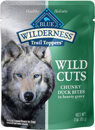 Blue Buffalo Wilderness Trail Toppers Wild Cuts Natural High-Protein Dog Wet Food, Duck Bites In Hearty Gravy, 3-Oz Pouch, 24 Count