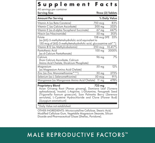 Michael'S Health Naturopathic Programs Male Reproductive Factors - 60 Vegetarian Tablets - Nutrients To Support Male Fertility - Kosher - 40 Servings