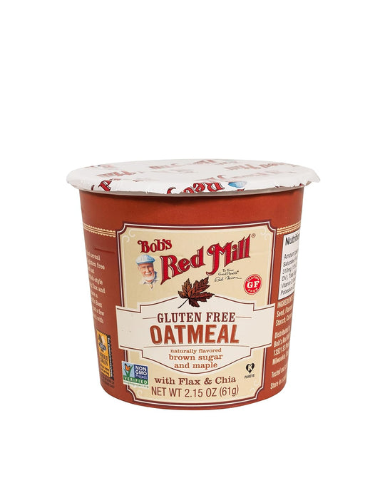 Bob's Red Mill GF Oatmeal Cup, Maple & Brown Sugar, 2.15 Ounce Cup (Pack of 12), Gluten Free, Non-GMO, Whole Grain, Kosher