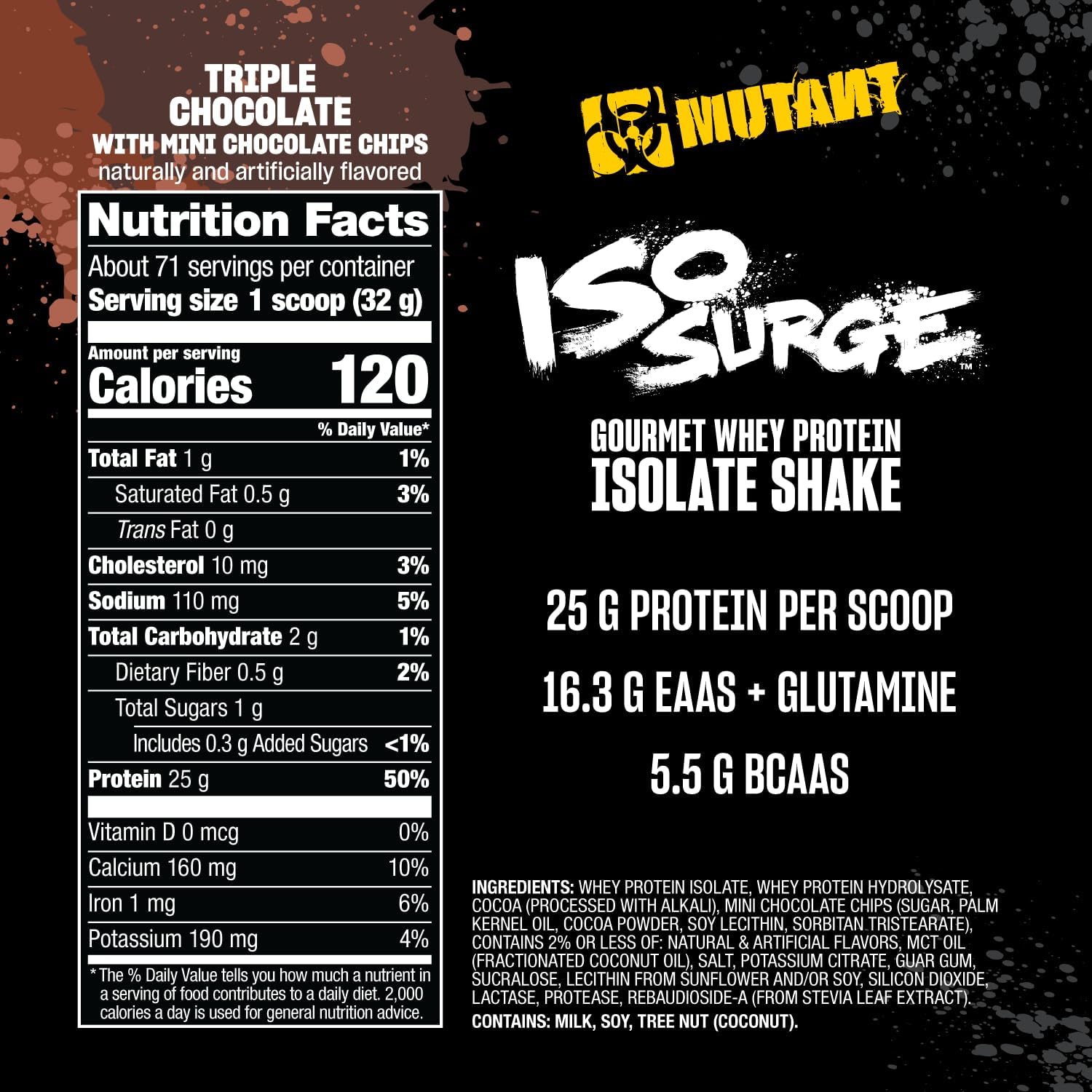 Mutant Iso Surge Whey Protein Isolate Powder Acts Fast To Help Recover, Build Muscle, Bulk And Strength, 5 Lb - Triple Chocolate : Health & Household