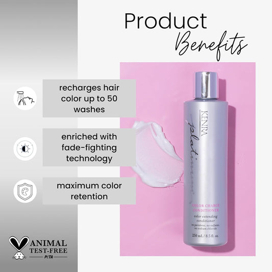 Kenra Platinum Color Charge Shampoo/Conditioner | Color Extending | Recharges Hair Color Up To 50 Washes | Lightweight Moisturizer |Maximum Color Retention |All Hair Types & Colors