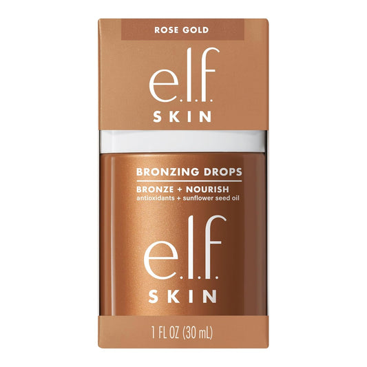 E.L.F. Skin Bronzing Drops, Liquid Bronzer For Face & Skin, Creates A Sun-Kissed Glow, Infused With Vitamin E, Vegan & Cruelty-Free, Rose Gold