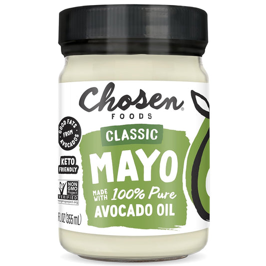 Chosen Foods 100% Pure Avocado Oil-Based Classic Mayonnaise + Roasted Garlic Mayonnaise, 12Oz 2-Pack Bundle