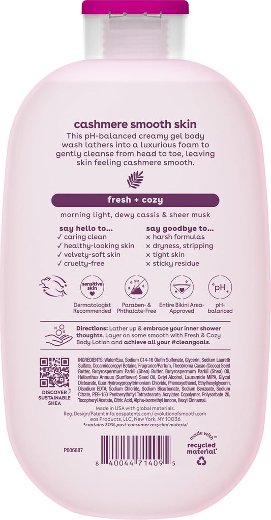 Eos Shea Better Cashmere Body Wash, Fresh & Cozy, Moisturizing, Ph Balanced Body Wash, Creamy Gel Formula, Paraben & Phthalate Free, Sensitive Skin, 16 Fl Oz