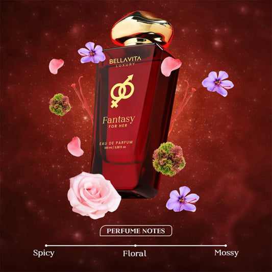 Bellavita Luxury Mood Collection Fantasy Perfume For Women 100Ml | Pheromone Inspired Technology Long Lasting Fragrance | Notes Of Pink Pepper, Orange And Saffron | Floral, Spicy Premium Fragrance
