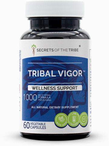 Secrets of the Tribe Tribal Vigor 60 Capsules, 1000 mg, Eleuthero Siberian Ginseng, Catuaba, Barrenwort - Horny Goat Weed, Muira Puama, Saw Palmetto, Tribulus. Wellness Support (60 Capsules)