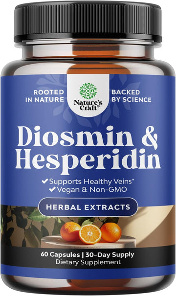 Diosmin Hesperidin 1000Mg Complex For Circulation - Hesperidin & Diosmin Complex 1000Mg From Bitter Orange For Vein Support - Iso 17025 Lab Tested - Vegan Non-Gmo & Gluten Free (2 Month Supply)