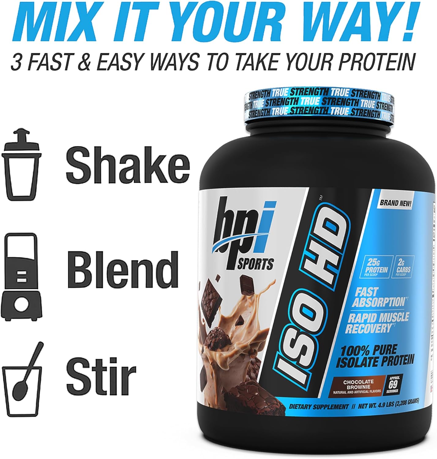 Bpi Sports Iso Hd Isolate Protein Powder – 100% Whey Isolate, Protein Powder For Muscle Gain - Chocolate Brownie, 5.4 Pounds - 69 Servings : Health & Household