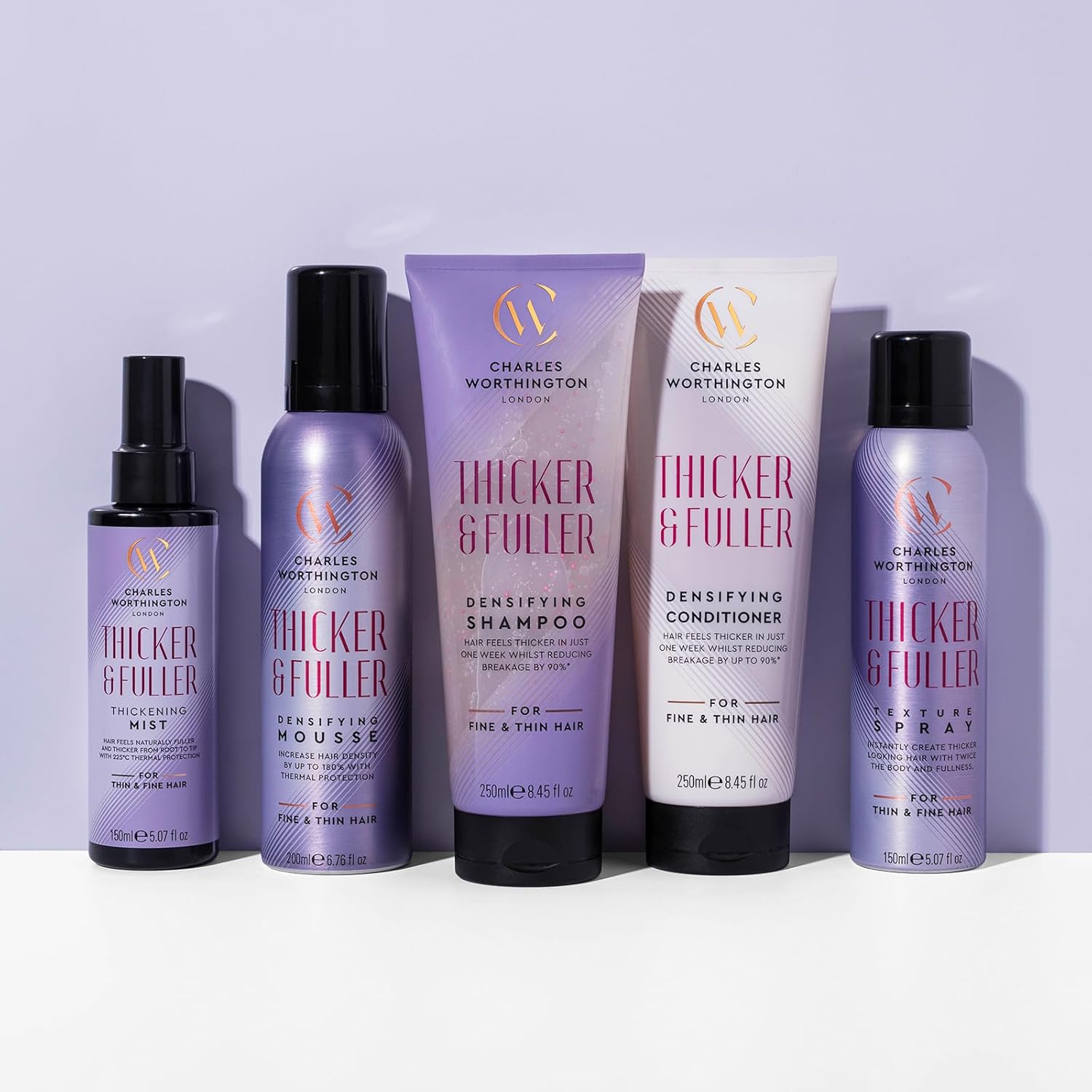 Charles Worthington Thicker and Fuller Densifying Shampoo, Hair Thickening Shampoo for Fine Hair, Purple, 250 ml (Pack of 2) : Amazon.co.uk: Beauty