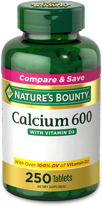 Nature'S Bounty Calcium Carbonate & Vitamin D, Supports Immune Health & Bone Health, 600Mg Calcium & 800Iu Vitamin D3, 250 Tablets