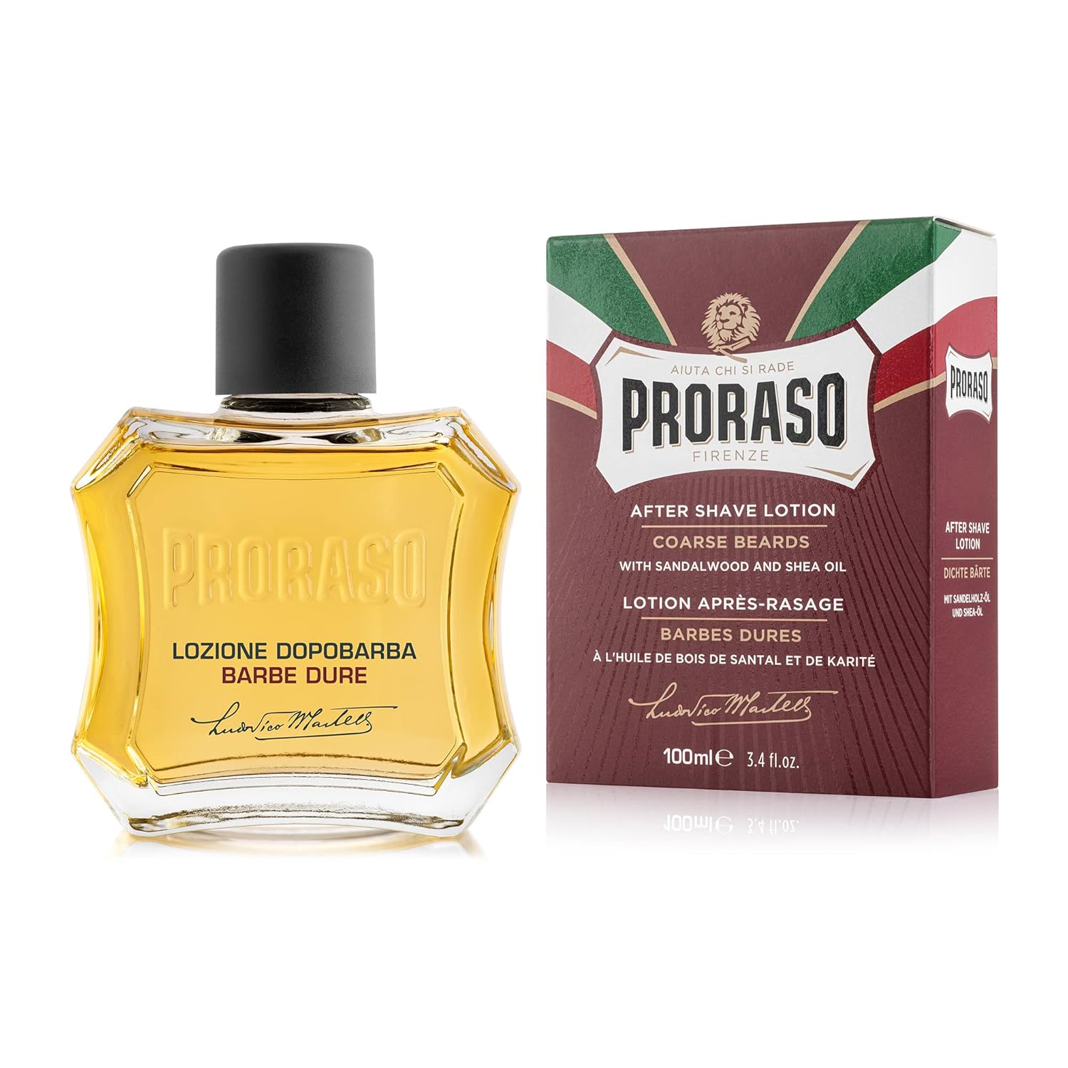 Proraso After Shave Lotion, Moisturizing And Nourishing For Coarse Beards With Sandalwood Oil And Shea Butter, 3.4 Fl Oz : Beauty & Personal Care