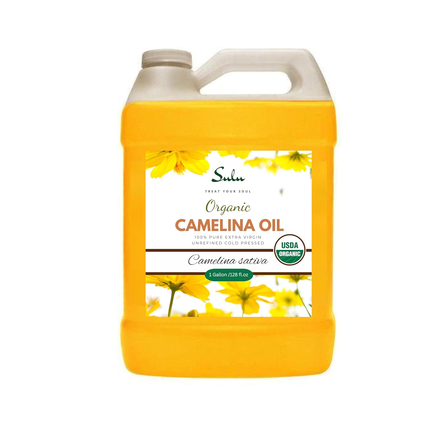 100% Pure Extra Virgin Usda Organic Unrefined Cold Pressed Camelina Seed Oil 1 Gallon (128 Fl.Oz)