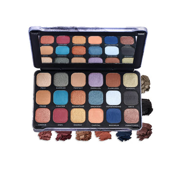 Makeup Revolution Forever Flawless Eyeshadow Palette, Optimum, Matte & Shimmer Hues, 18 Pigment-Rich Shades, Vegan & Cruelty-Free, 0.52 Oz