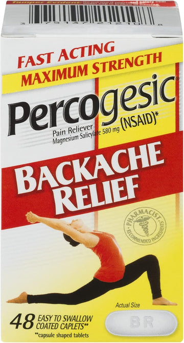 Percogesic Backache Relief Pain Reliever, Maximum Strength, 48 Tablets