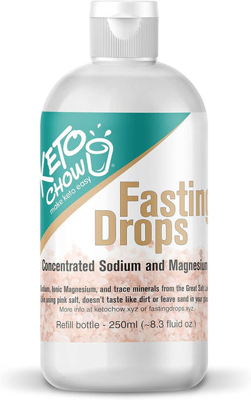 Keto Chow Fasting Drops | Sodium And Ionic Magnesium Fasting Supplement | Intermittent Fasting Mineral Supplements | Electrolyte Replenisher | On The Go Container | (250Ml/8.3 Fl Oz. Refill)