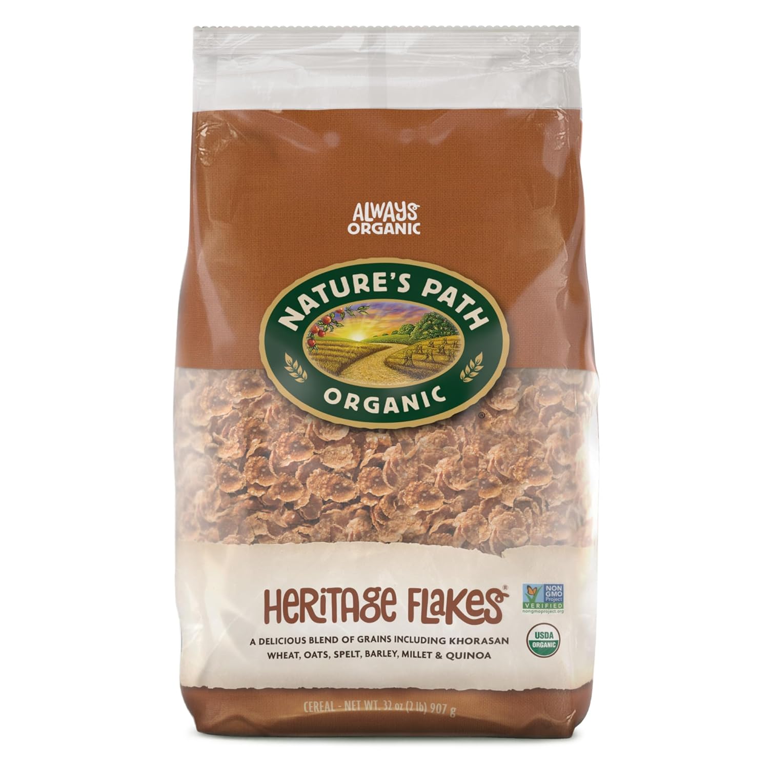 Nature's Path Organic Heritage Flakes Cereal, 2 Lbs. Earth Friendly Package (Pack of 6)