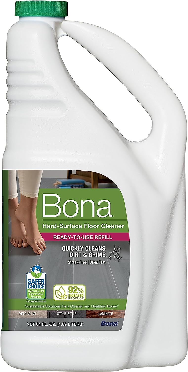 Bona Multi-Surface Floor Cleaner Refill - 64 fl oz - Unscented - Refill for Bona Spray Mops and Spray Bottles - Residue-Free Floor Cleaning Solution for Stone, Tile, Laminate, and Vinyl Floors