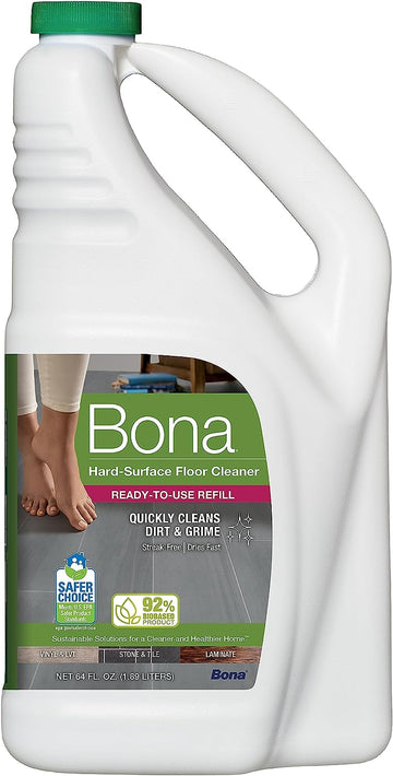 Bona Multi-Surface Floor Cleaner Refill - 64 fl oz - Unscented - Refill for Bona Spray Mops and Spray Bottles - Residue-Free Floor Cleaning Solution for Stone, Tile, Laminate, and Vinyl Floors