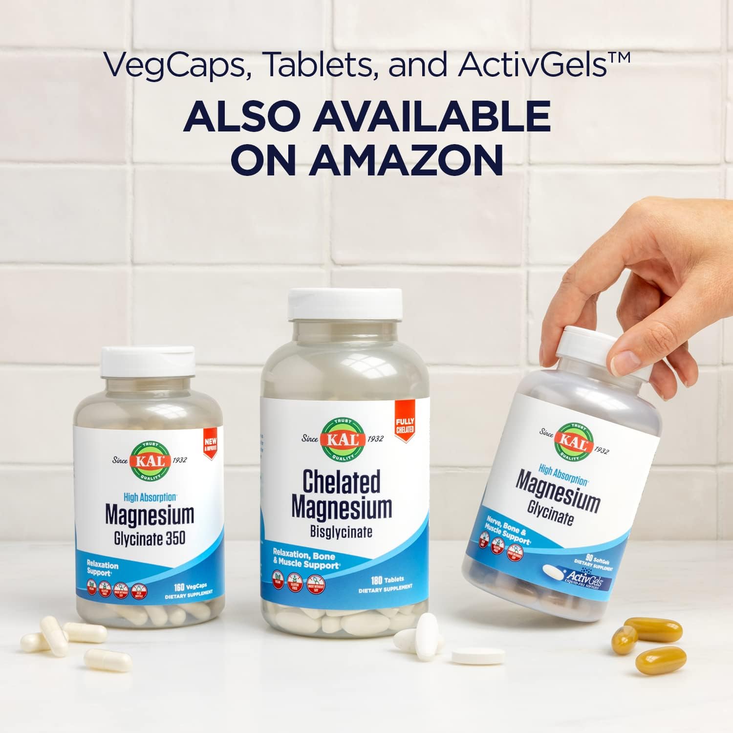 KAL Magnesium Glycinate, New & Improved Fully Chelated High Absorption Formula with BioPerine, Bisglycinate Chelate for Stress, Relaxation, Muscle & Bone Health Support, 60 Servings, 240 VegCaps : Health & Household