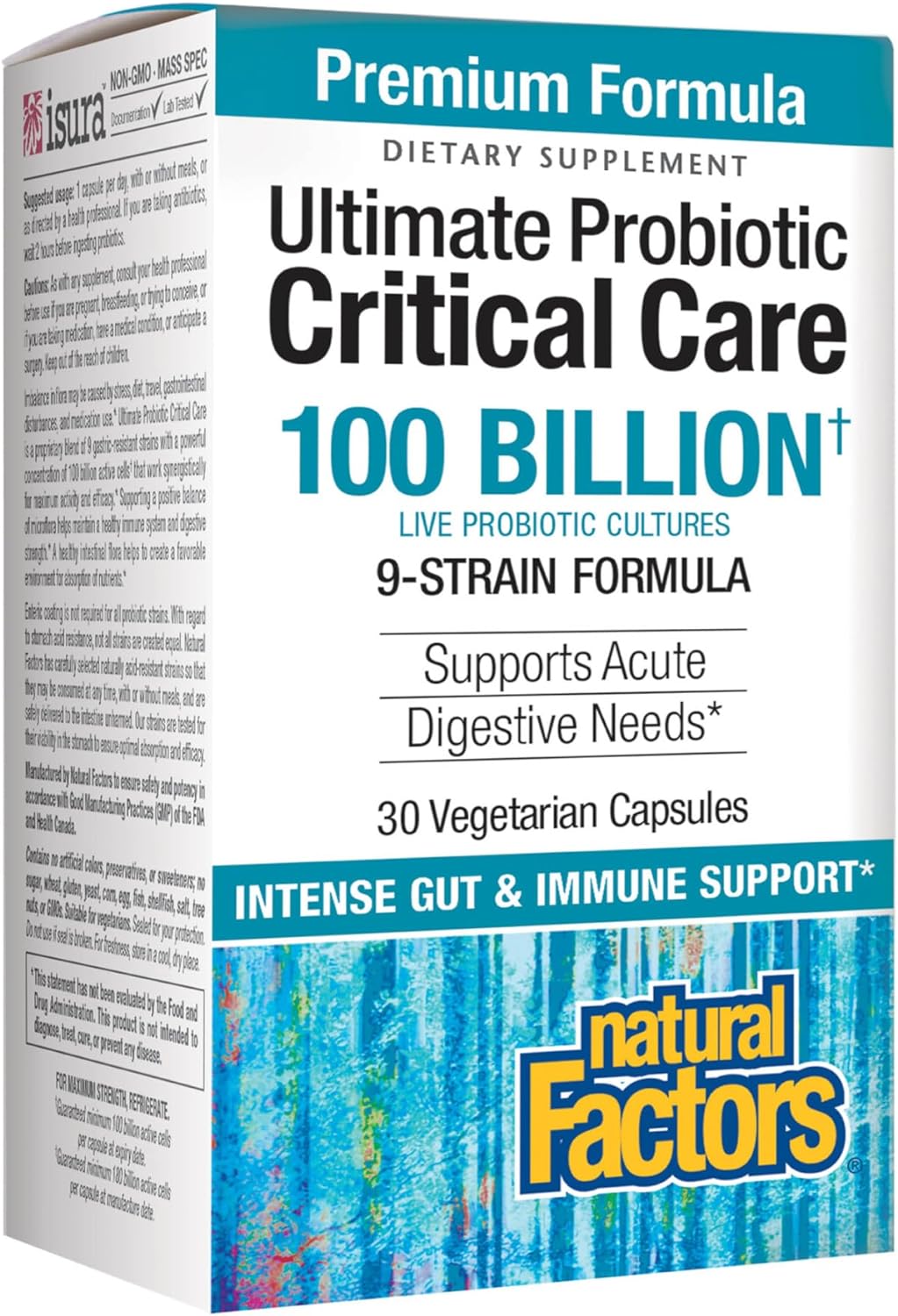 Natural Factors, Ultimate Probiotic Critical Care 100 Billion, 1-Per-Day for Intense Digestive Support, 9 Strains, 100 Billion CFU