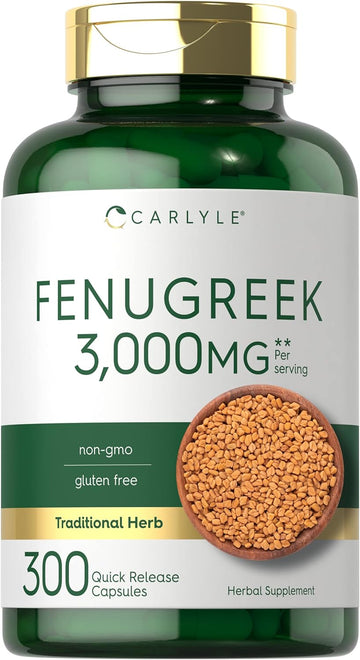 Carlyle Fenugreek Capsules | 300 Count | Non-GMO & Gluten Free Extract | Fenugreek Seeds