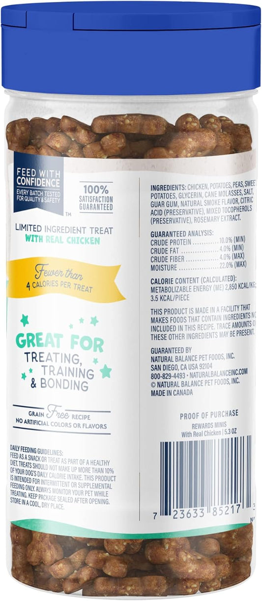 Natural Balance Limited Ingredient Mini-Rewards Chicken Grain-Free, Training Treats for Dogs | 5.3-oz. Canister