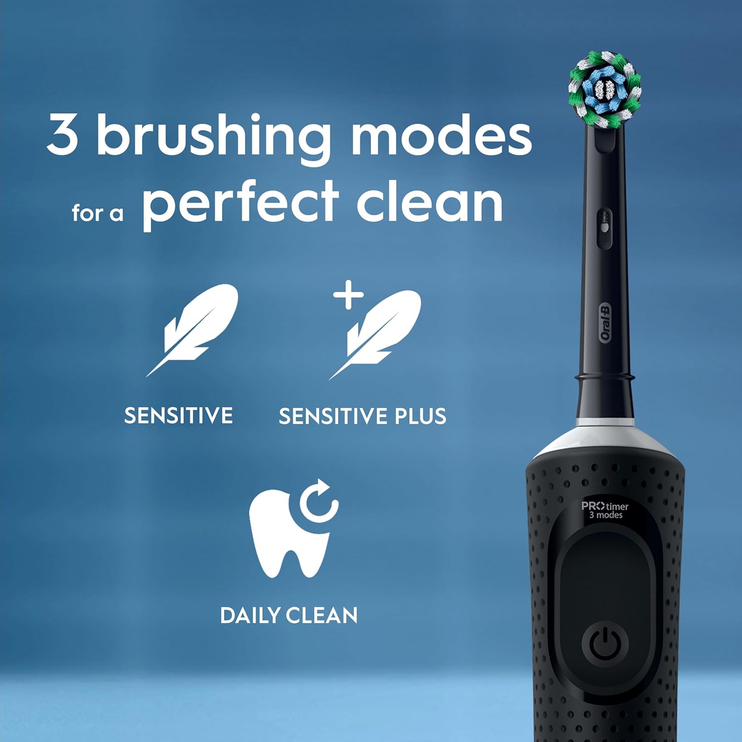 Oral-B Vitality Pro Electric Toothbrushes for Adults, for Him/Her, 1 Handle, 2 Toothbrush Heads, 3 Brushing Modes Including Sensitive Plus, 2 Pin UK Plug, Black (Packing May Vary) : Amazon.co.uk: Health & Personal Care