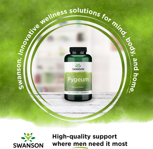Swanson Pygeum - 120 Capsules, 400 Mg Each - Herbal Supplement For Male Prostate Health, Bladder, And Urinary Tract Support (4 Pack)