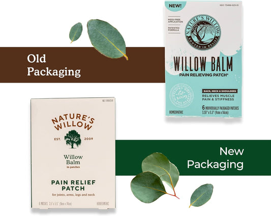 Nature?s Willow Fast-Acting Willow Balm Natural Pain Relief Patches for Help Alleviating Muscle & Joint Pain in Back, Neck, Shoulder, Knee and More | Essential Oils and Menthol | 1-Pack | 6 Patches
