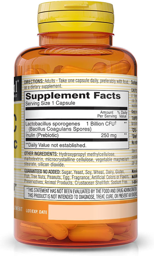 MASON NATURAL Probiotic with Prebiotic - Dual Action Formula, Healthy Digestive Function, Improved Gut Health, 40 Veggie Caps