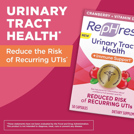 Rephresh Cranberry Urinary Tract Health Plus Immune Supplement, Blended With Vitamin D + Zinc - 50 Count