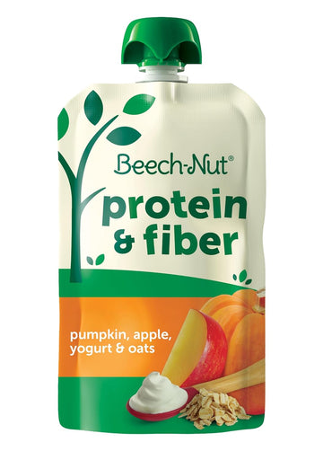 Beech-Nut Baby & Toddler Food Pouches With Protein And Fiber, Pumpkin Apple Yogurt & Oat Puree, 3.5 Oz (12 Pack)