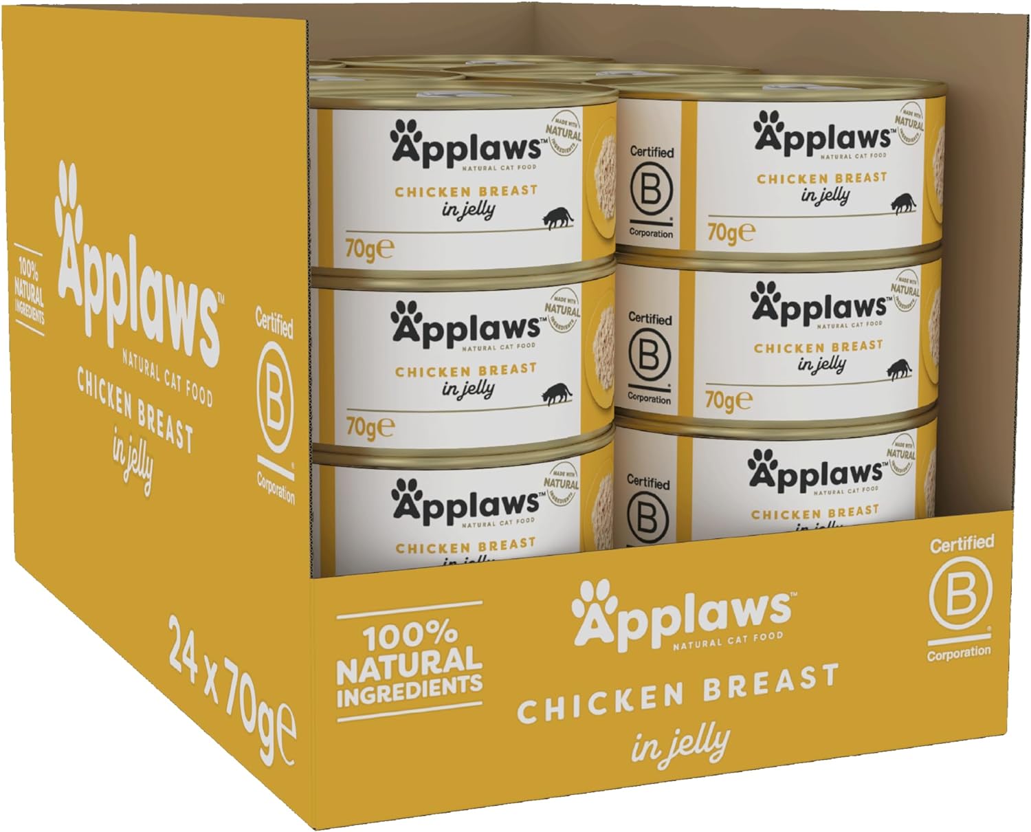 Applaws Natural Wet Cat Food, Chicken in Jelly 70 g Tin (Pack of 24 Tins)?1045CE-A