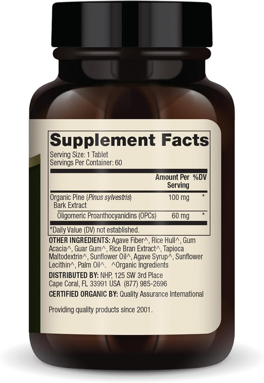 Dr. Mercola Organic Pine Bark Extract, 30 Servings (60 Tablets), With Opcs, Dietary Supplement, Antioxidant Support, Non-Gmo, Certified Usda Organic