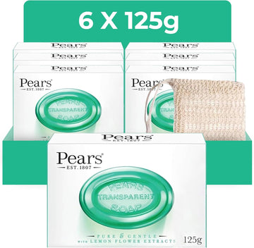 Pears Lemon Soap Bars 125G 6 Pack + 1X Soap Bag
