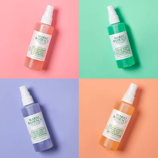 Mario Badescu Facial Spray Collection With Rose Water, Cucumber, Lavender And Orange Blossom, Multi-Purpose Cooling And Hydrating Face Mist For All Skin Types, Dewy Finish