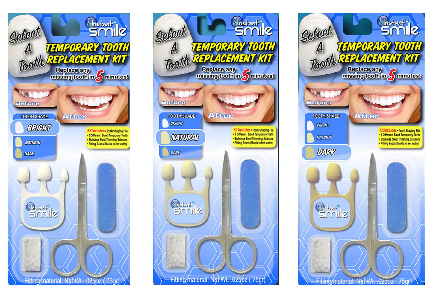 Instant Smile Select A Tooth Temporary Tooth Replacement Kit- Bright : Health & Household