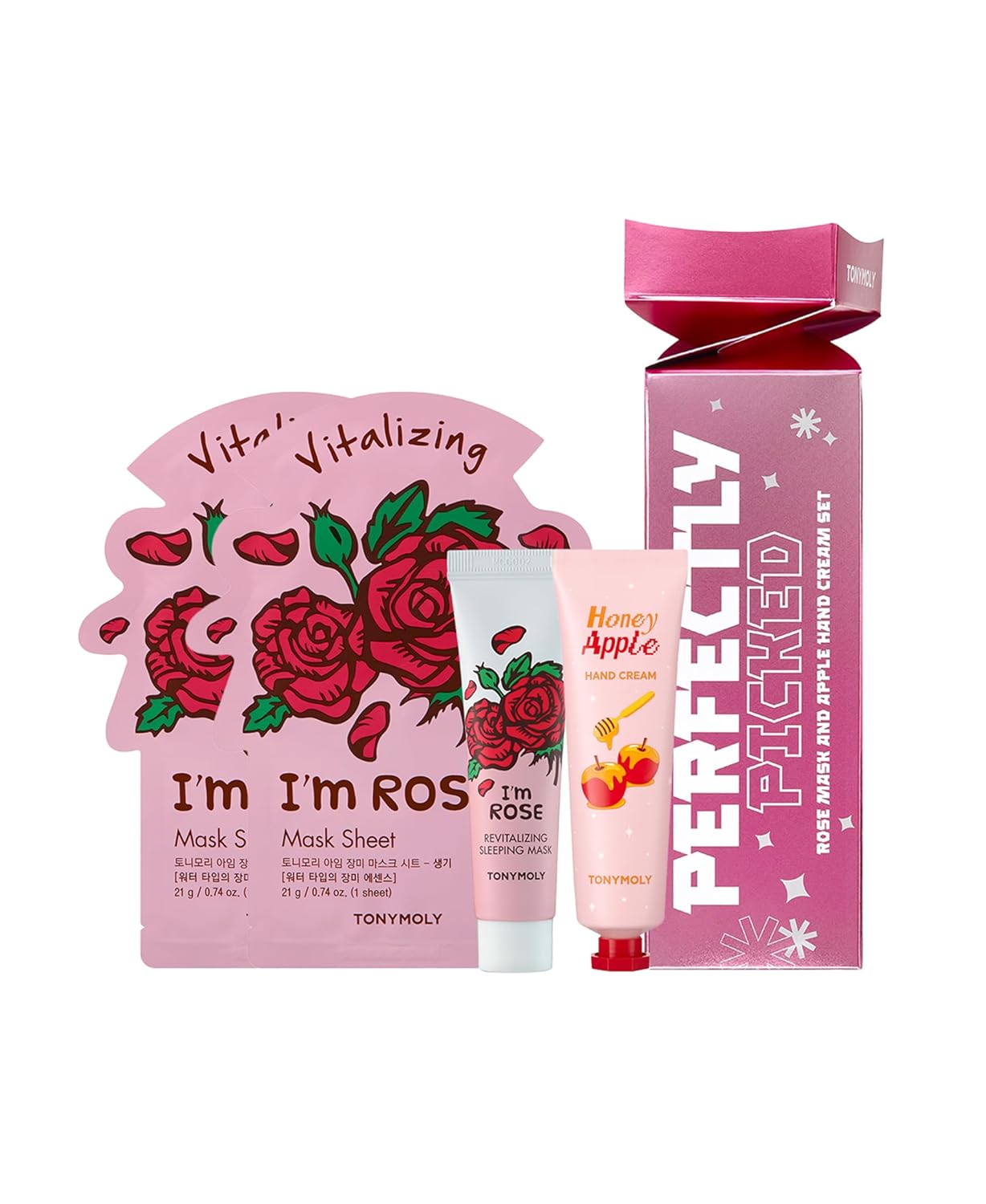 Tonymoly Perfect Picked Gift Set, 4 Pc Rose Mask And Hand Cream Set