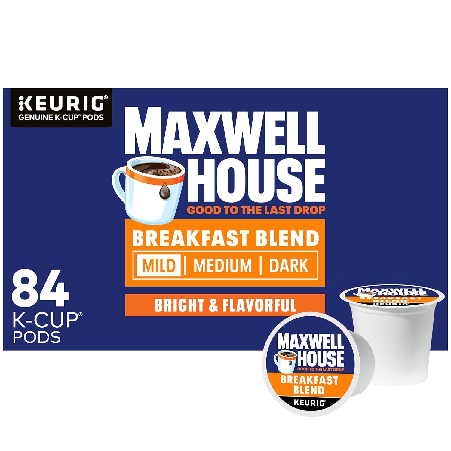 Maxwell House Breakfast Blend Light Roast K-Cup Coffee Pods (84 Ct Box)