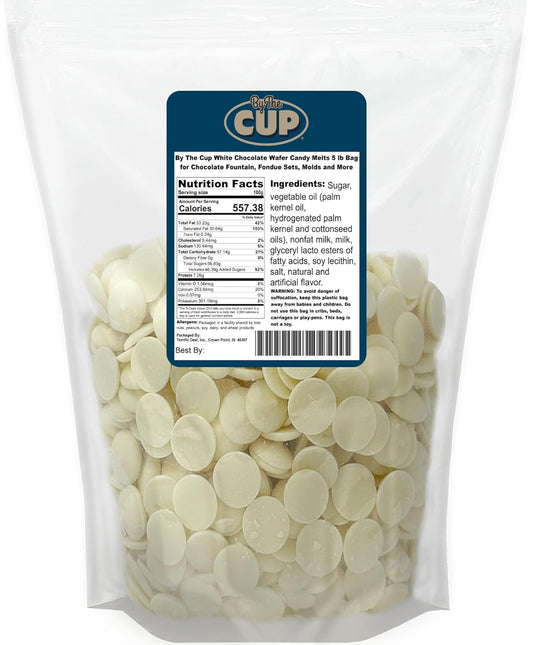 Merckens White Chocolate Melting Wafers 5 lb By The Cup Bag for Chocolate Fountain, Fondue Sets, Molds and More