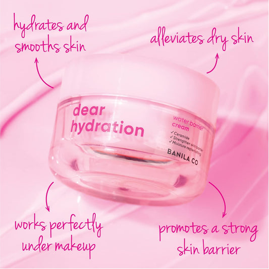 Banila Co Dear Hydration Water Barrier Cream: Intense Hydration, Dermatologist Tested Formula, Pink Cactus Water, Skin Barrier Support (50Ml / 1.69 Fl Oz)