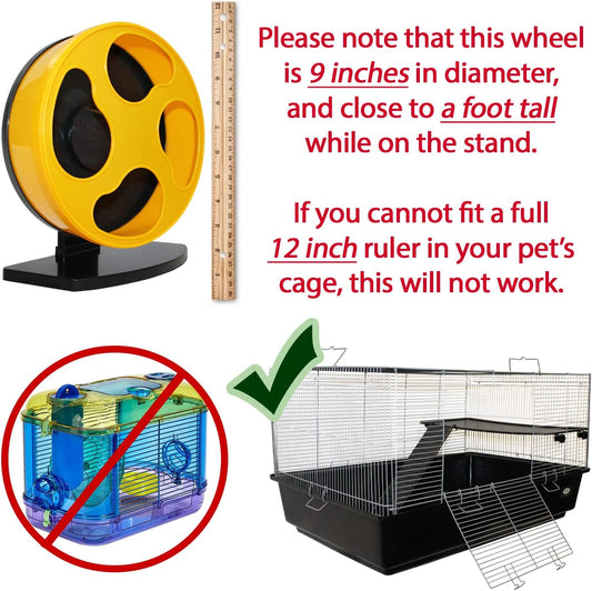 Silent Runner 9" + Sandy Track + Cage Attachment - Pet Exercise Wheel Package Set - For Robo Hamsters, Syrian Hamsters, Teddy Bear Hamsters, Dwarf Hamsters, Gerbils, Mice And Other Small Pets