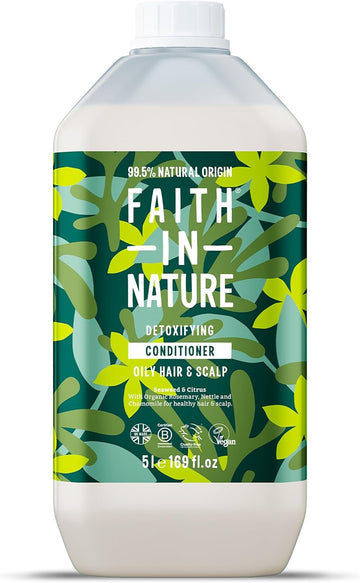 Faith In Nature Natural Seaweed & Citrus Conditioner, Detoxifying For Oily Hair & Scalp, Vegan & Cruelty Free, No Sls, Silicones Or Parabens, 5L Refill Pack